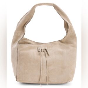 NWT Lucky Brand Clem Suede Hobo shoulder bag in color cobblestone factory wrap